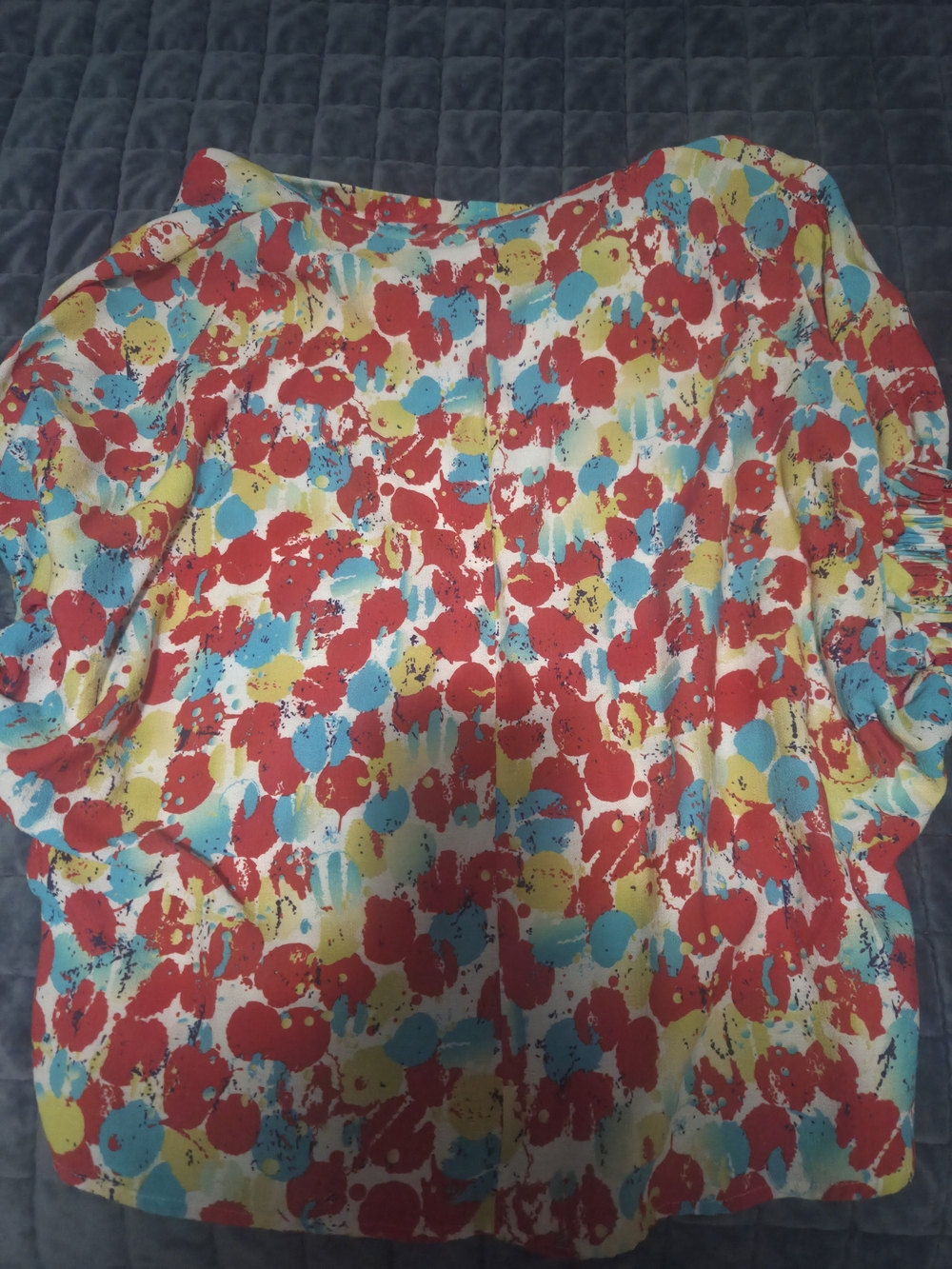 entro Red Multi Floral V-Neck Roll-Sleeve Tunic - Picture 4 of 5